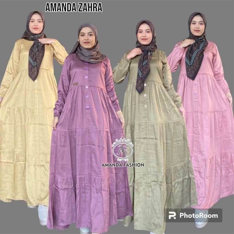 Gamis Amanda Zahra (Free Bross Premium, Pouch & Goodie Bag) Polos Rayon Twill Premium Canda Susun