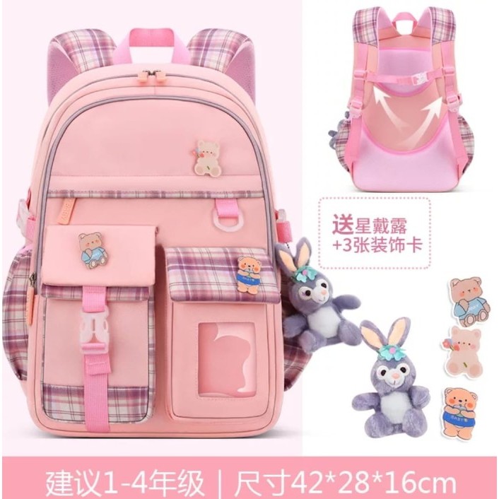 [Collection New] Tas Sekolah Anak Perempuan Anti Air Import Tas Anak SD SMP TA010 - Pink Kecil
