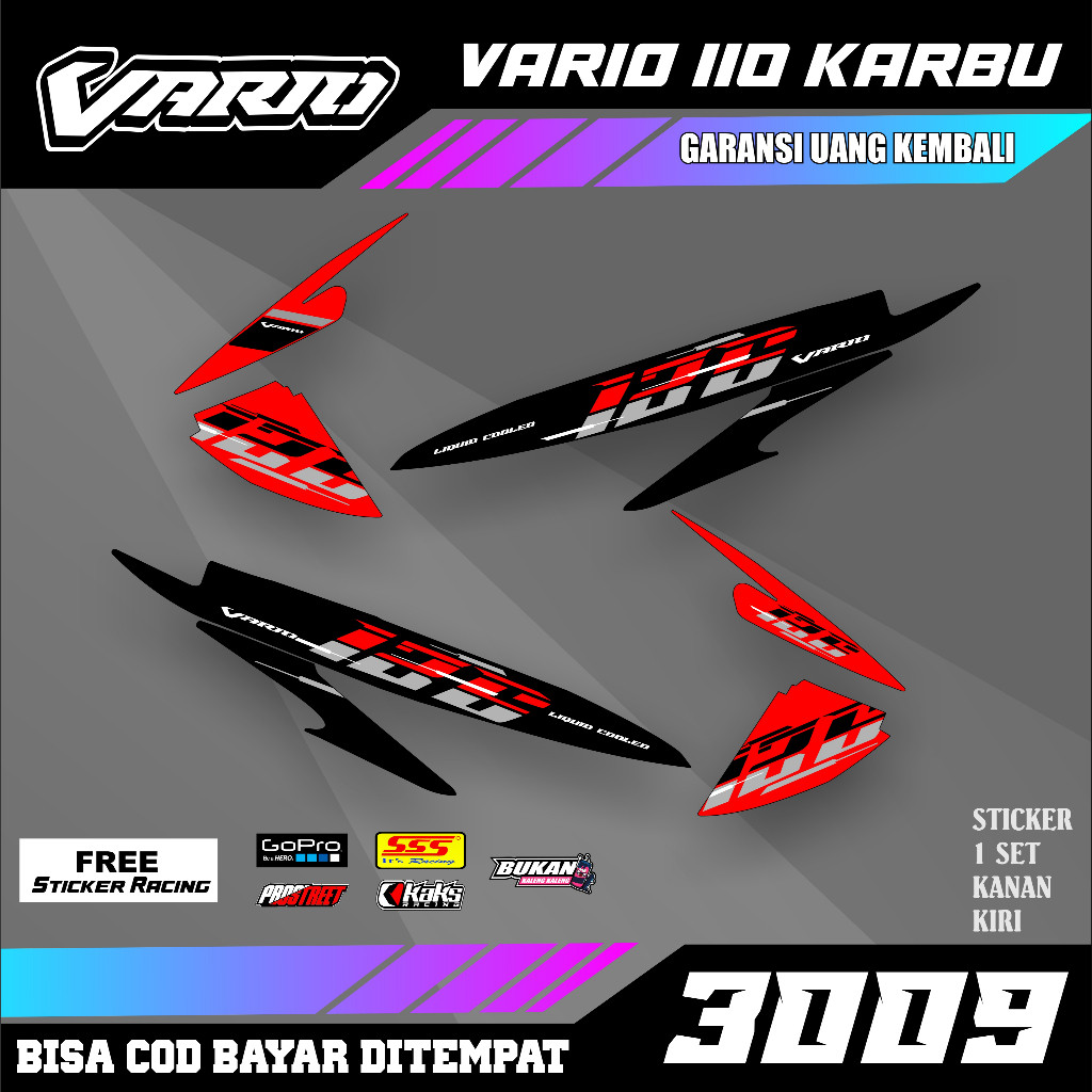Striping Vario 110 Karbu Motif Vietnam Style Setriping Setiker Sticker Motor Vario Karbu 110 Terlari