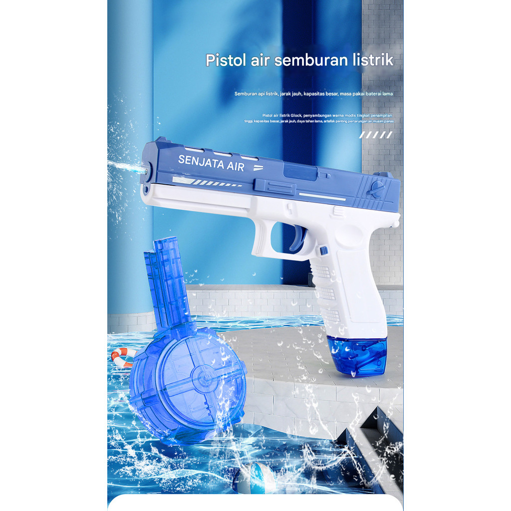 Pistol air semburan listrik anak-anak/mainan dengan drum penyimpan air/pistol air jarak jauh