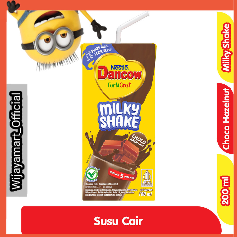 

Nestle Dancow FortiGro Milkyshake Susu UHT Choco Hazelnut Kotak 180 ml