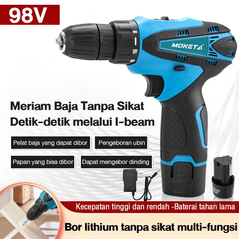 MOEKTA 98V Mesin Bor Baterai Tangan Bor Listrik Bor cas Bor mini Bor portable Bor Portable Obeng lis
