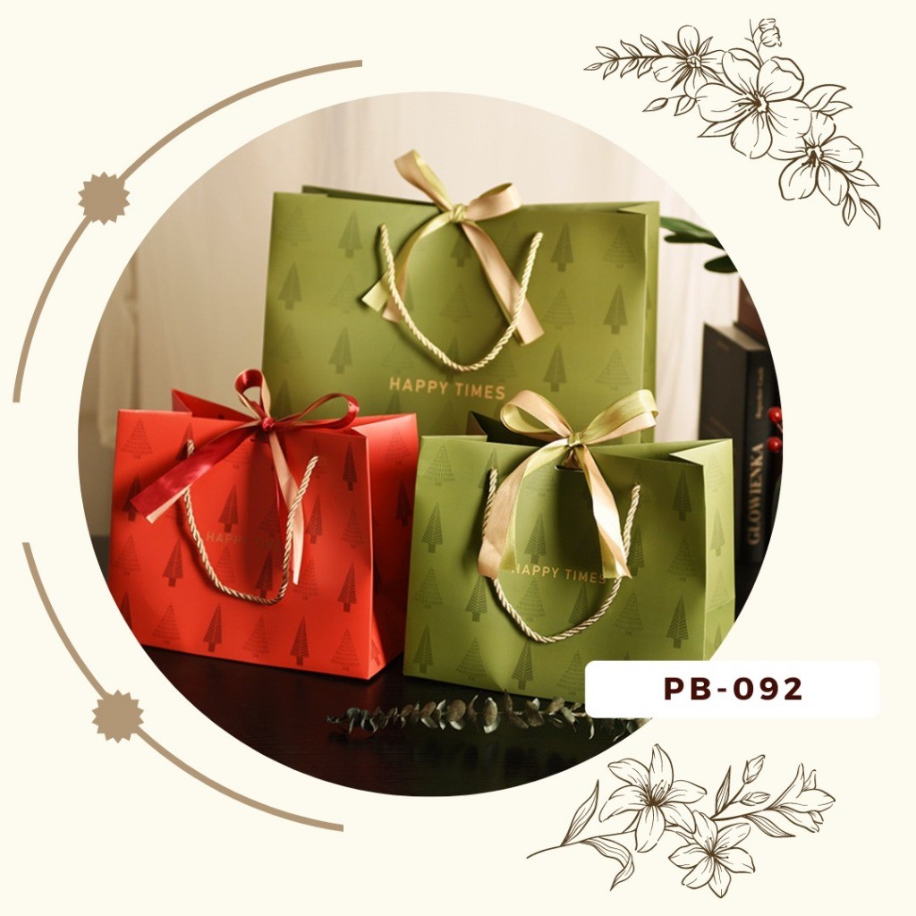 

PB092 – PAPER BAG JUMBO PREMIUM MOTIF TREE POHON GOODIE BAG GIFT BIRTHDAY HAMPERS WITH TWO RIBBON