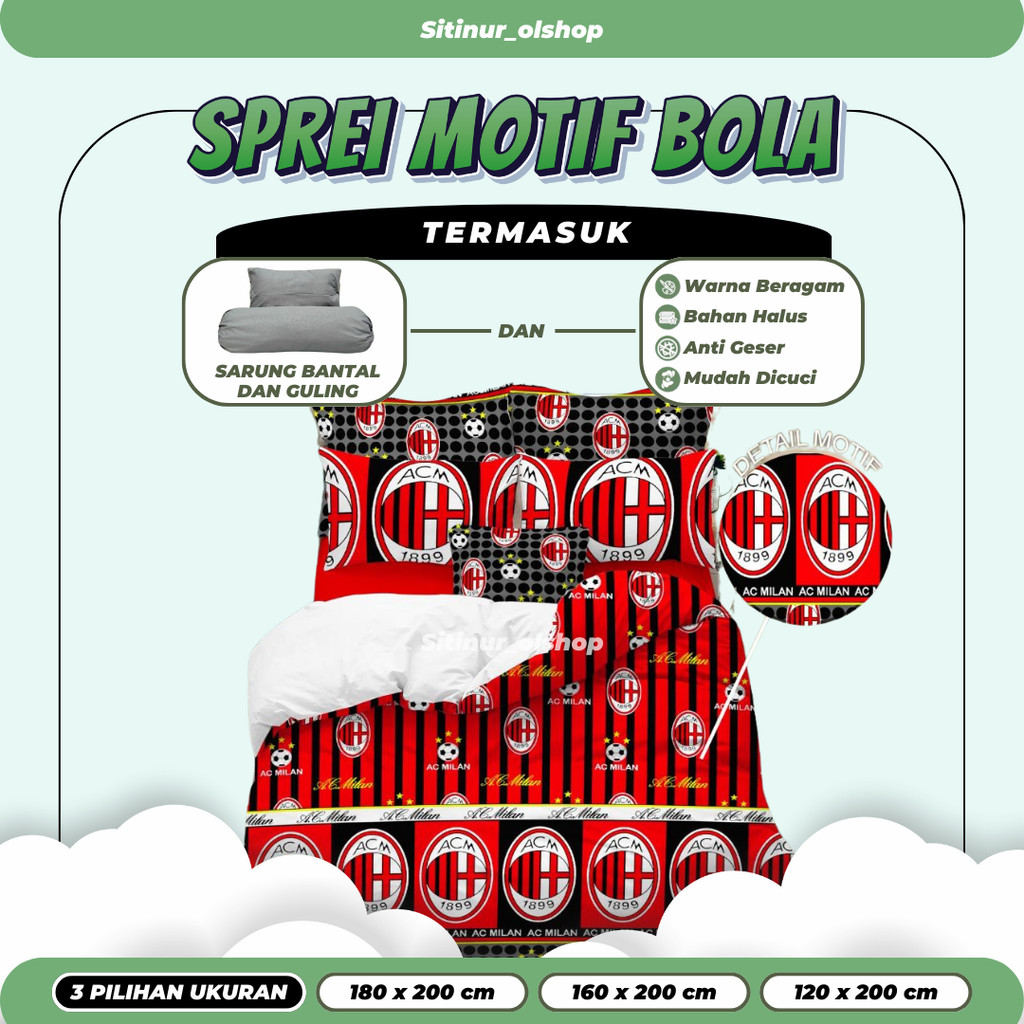 Sprei Motif Bola Ukuran 180x200, 160x200, 120x200 - Sprei Motif Klub Bola Homemade