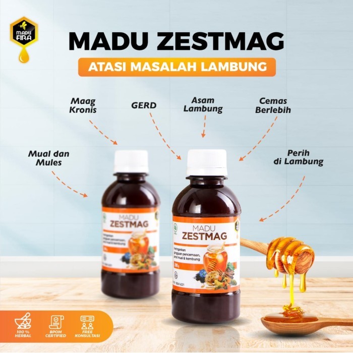 

Madu Zestmag Obat Herbal Asam Lambung Maag GERD Ampuh 280gr Murah