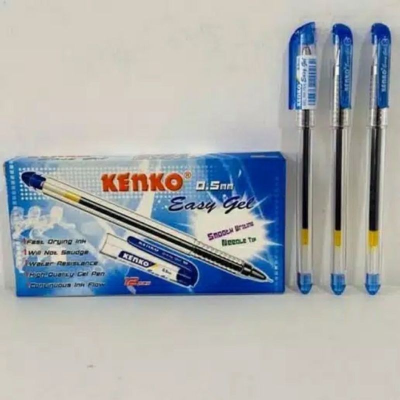 

KENKO easy gel 0.5mm biru pulpen pena 1 PACK / 12 Pcs