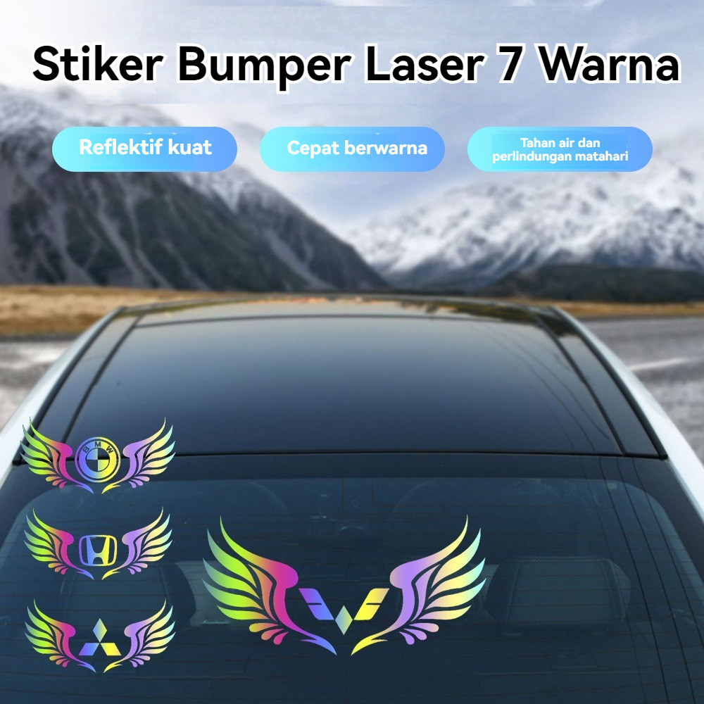 Stiker Mobil Reflektor Laser 3D Stiker Sayap Mobil Car Rainbow