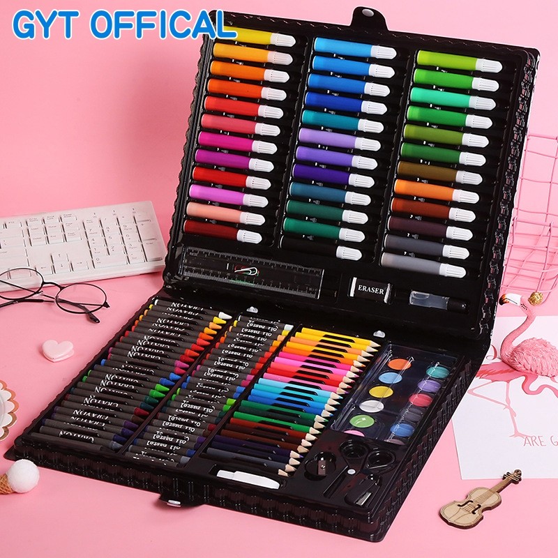 

GYT Set pena cat 150 anak kuas cat air krayon lilin tongkat alat lukis set perlengkapan sekolah tk lukis