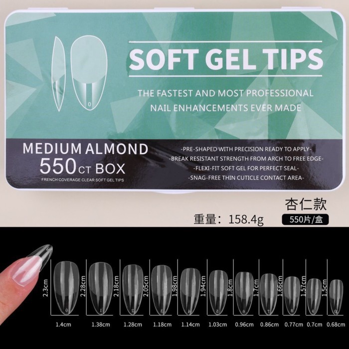 550pcs NAIL SOFT TIP EXPRESS POLY GEL NAIL EXTENSION KUKU - MEDIUM STILETTO