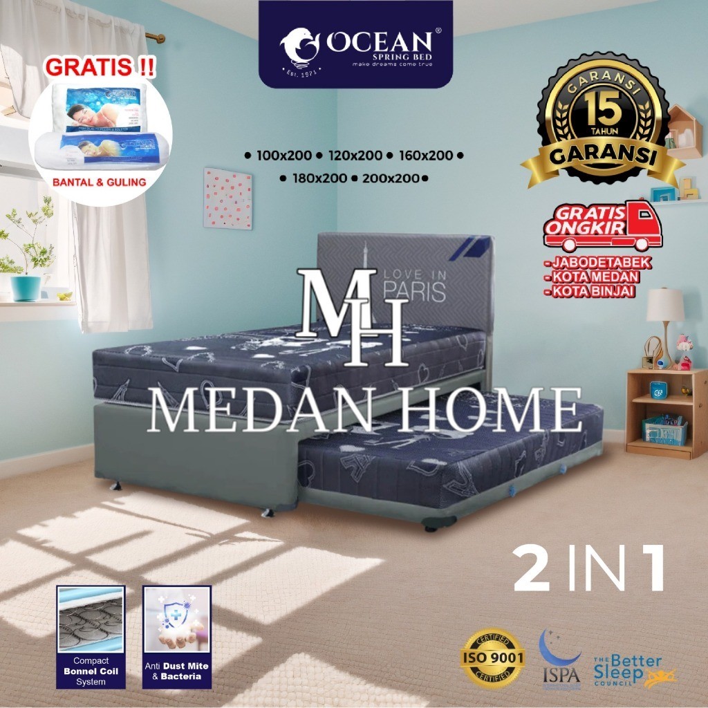 [RUMAHMEBEL88] PROMO TERMURAH Ocean Springbed - Kasur Bed Dorong  2 in 1