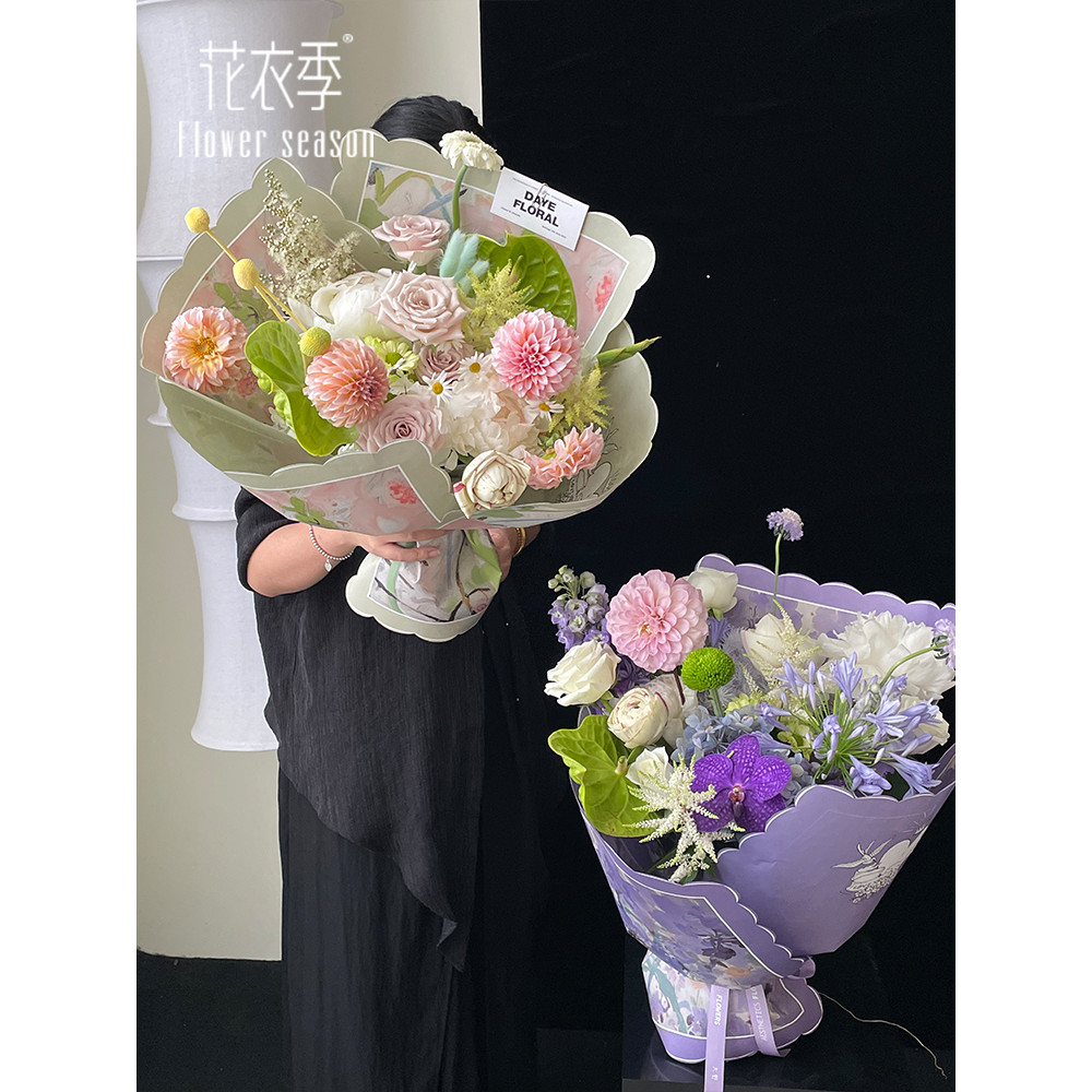 

Oil Painting Paper Flower Bouquet Wrapping Paper Romantic Atmosphere Lace Art Paper Flower Shop Floral Materials