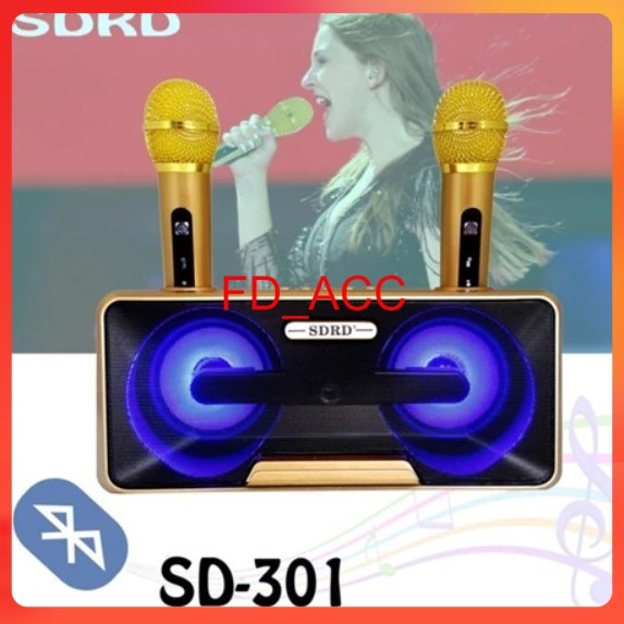 Speaker Sd301 Speaker bluetooth + 2 mic wireless SDRD Speaker Karaoke / fleco SD 301