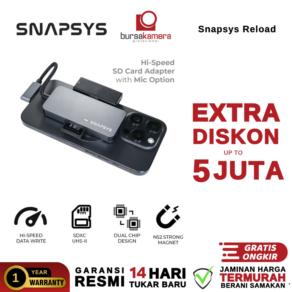 Snapsys Reload - SD Card Reader For IPhone Creator High-Speed Card Reader Magsafe SD Card Reader