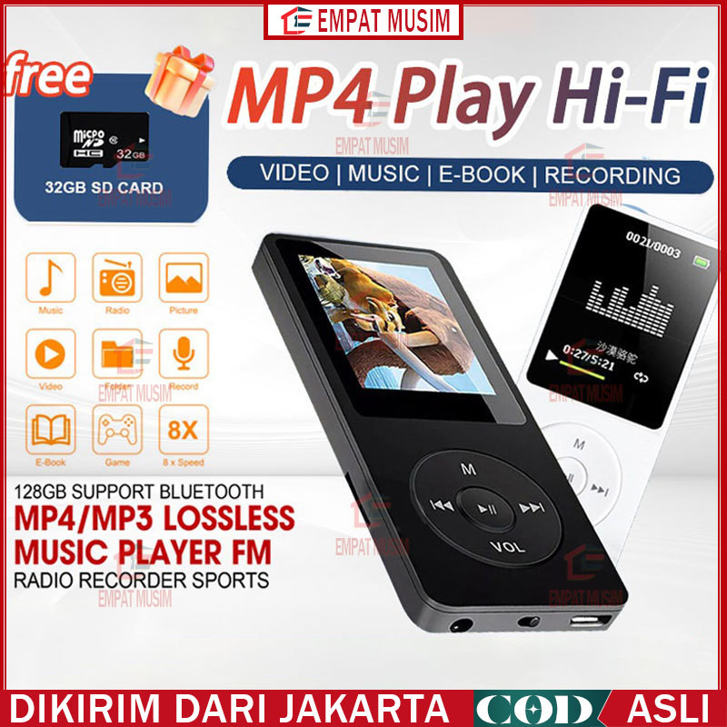 【Ready Stock COD】MP4 Player Bluetooth MP3 Mini Player Bluetooth MP3 Bluetooth Speaker Free 32GB Card