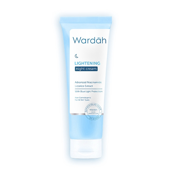 Wardah Lightening Night Cream 20ml - Krim Malam Menyamarkan Bekas Jerawat, Glowing & Melembabkan