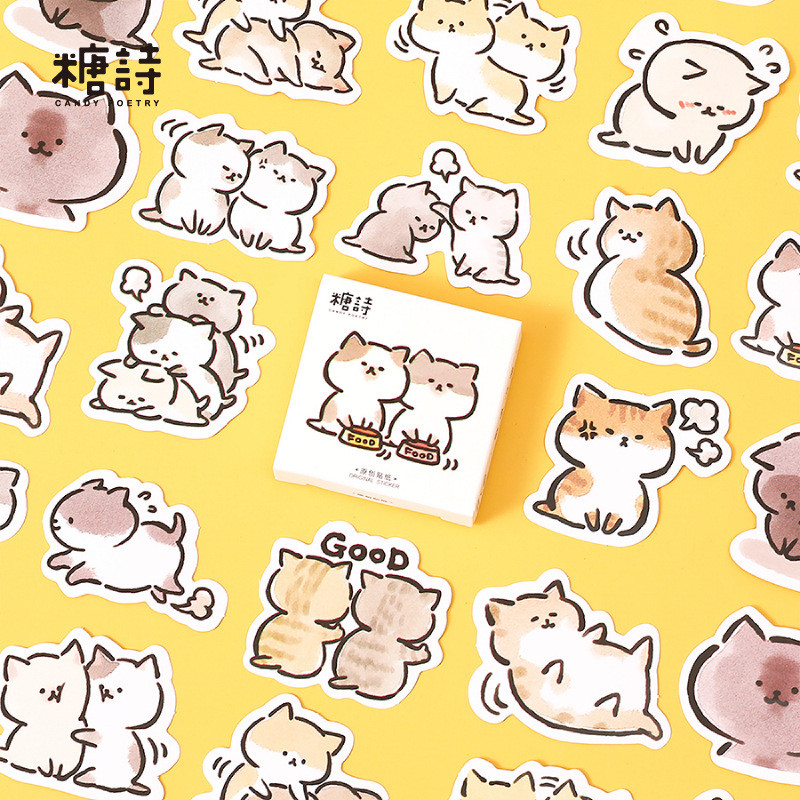 

45 Pcs Kawaii Cat Stickers Aesthetic Stationary Cute Stickers For Cat Lovers Ideal On Laptop Journals Planners Scrapbook