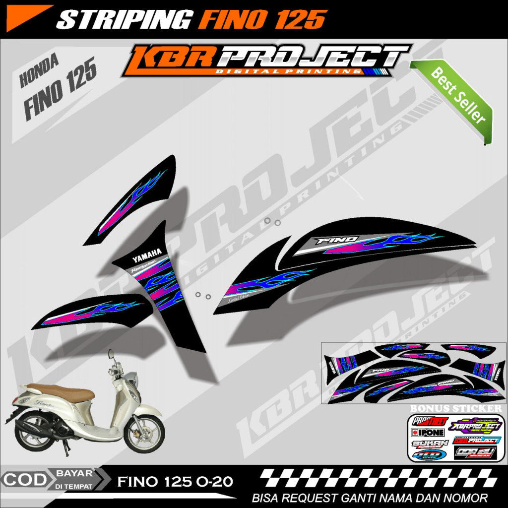 FINO 125 STIKER STRIPING PREMIUM MOTOR KEREN LIS VARIASI FINO 125 STIKER MOTOR YAMAHA DESAIN RACING