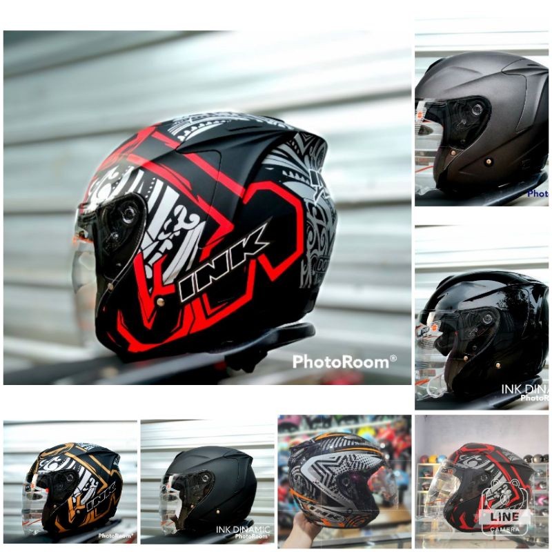 Helm Half Face INK Dinamic Solid Polos Black Matt Motif Original