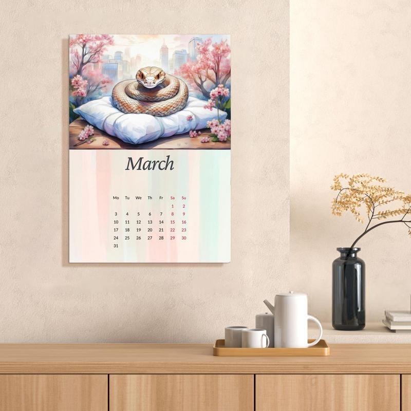 

Wall Calendar 2025 12 Months Wall Monthly Calendar Wall Planner Snake Calendar Paper Planning Organizing Bright Flipping Wall