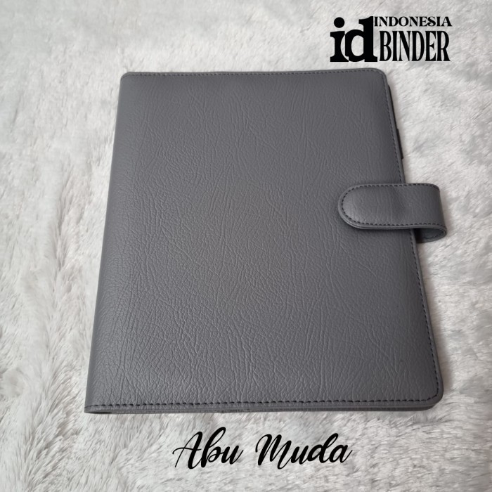 

⭐BISA COD⭐ BINDER POLOS KULIT JERUK SIZE A5 (RING 6) ABU MUDA