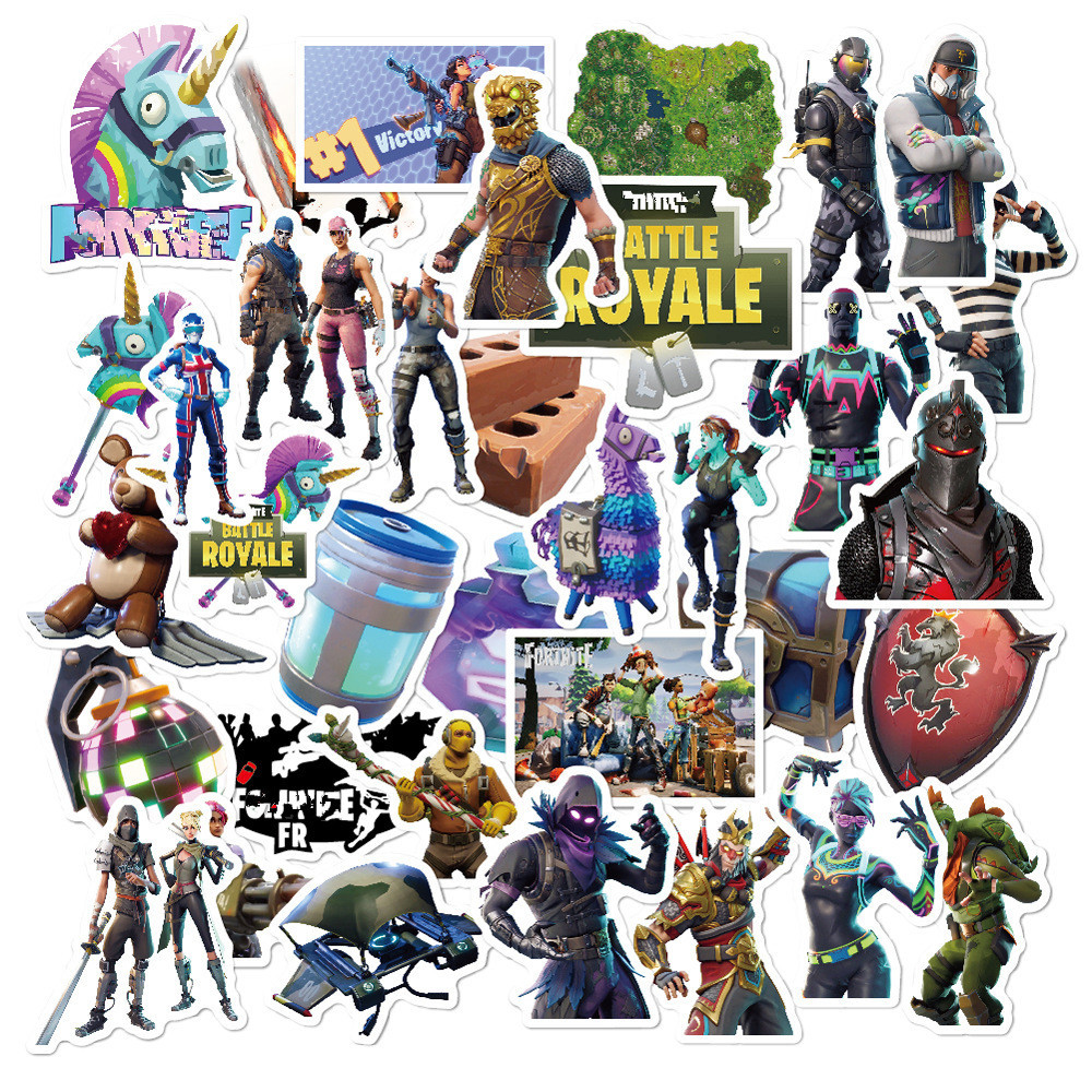 

100PC Cartoon cool Fortnites Stickers Toys Waterproof Sticker Luggage Skateboard Guitar Laptop Stikers Kid Toy