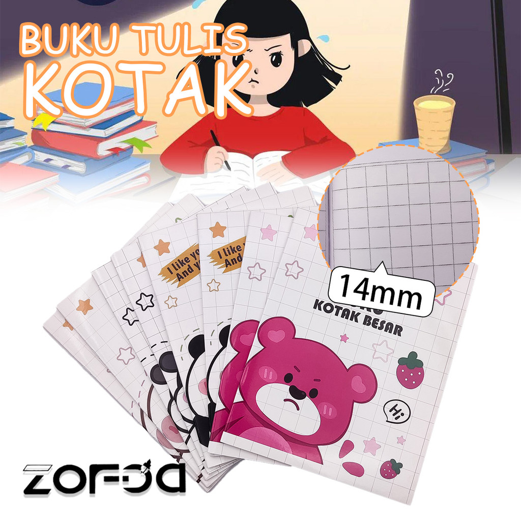 

14*14mm Buku Tulis Kotak Besar / 38 Lembar Buku Latihan / Grid Diary Book / Buku Catatan Lucu Untuk Belajar Perlengkapan Kantor