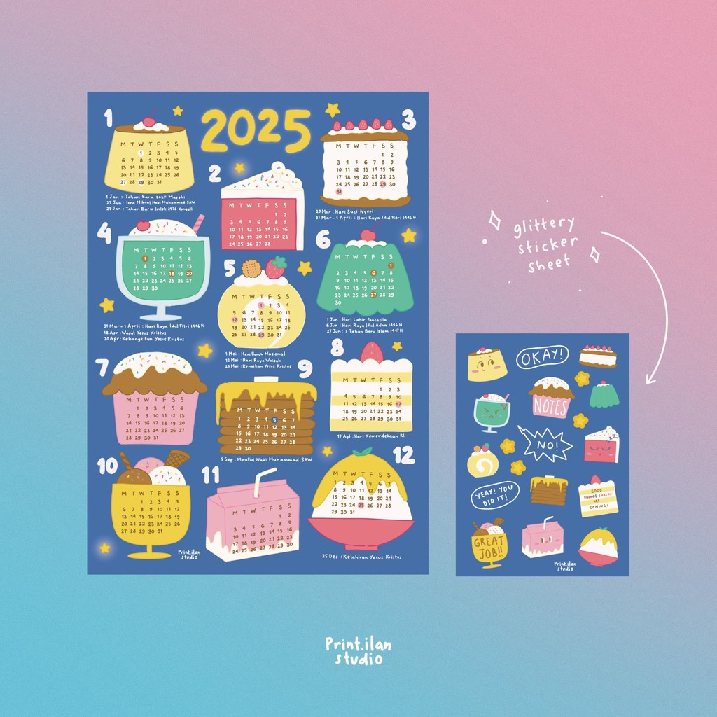 

Kalender 2025 / calendar / kalender dinding aesthetic / poster wall decor by Printilan Studio