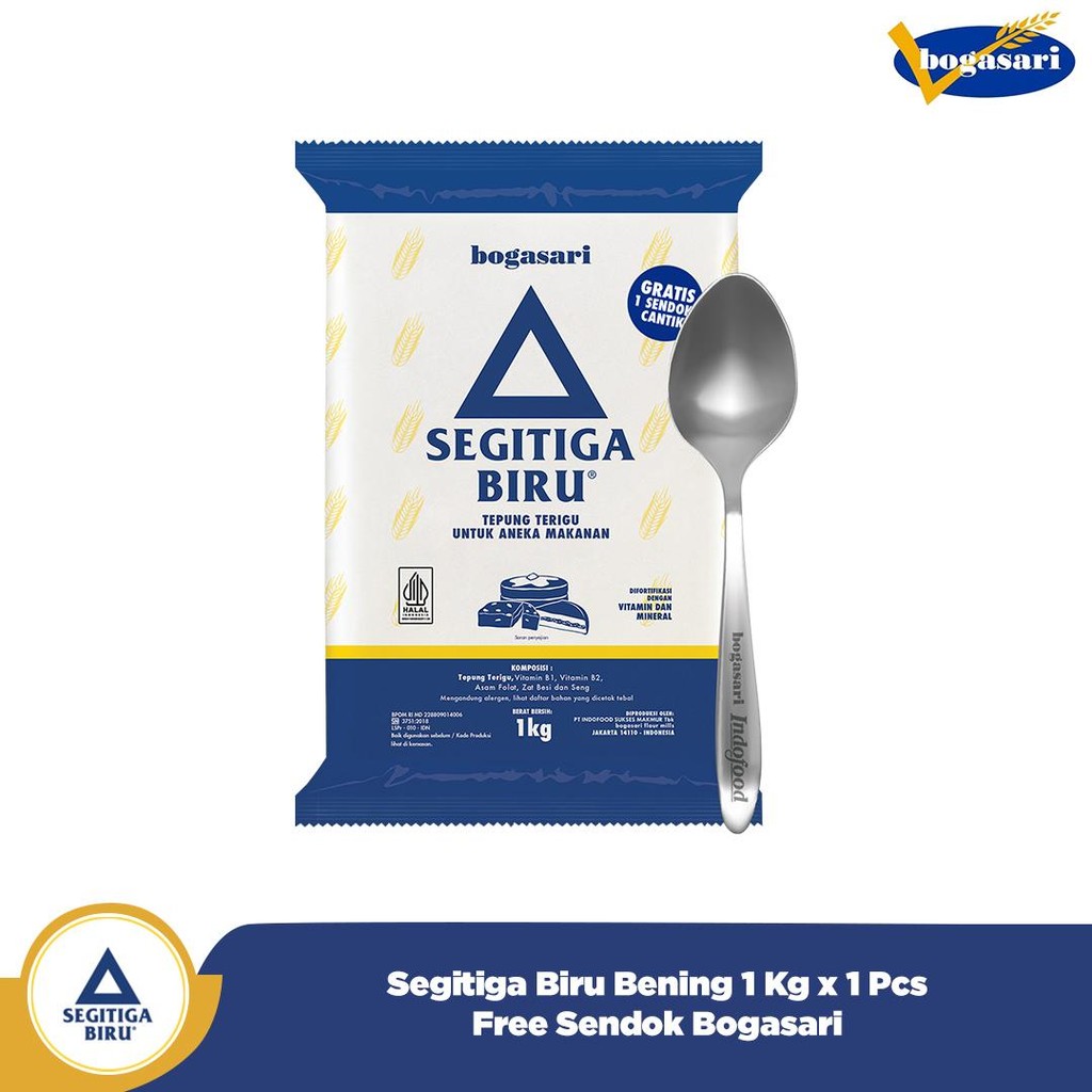 

Segitiga Biru Bening 1 Kg x 1 pcs free Sendok Bogasari