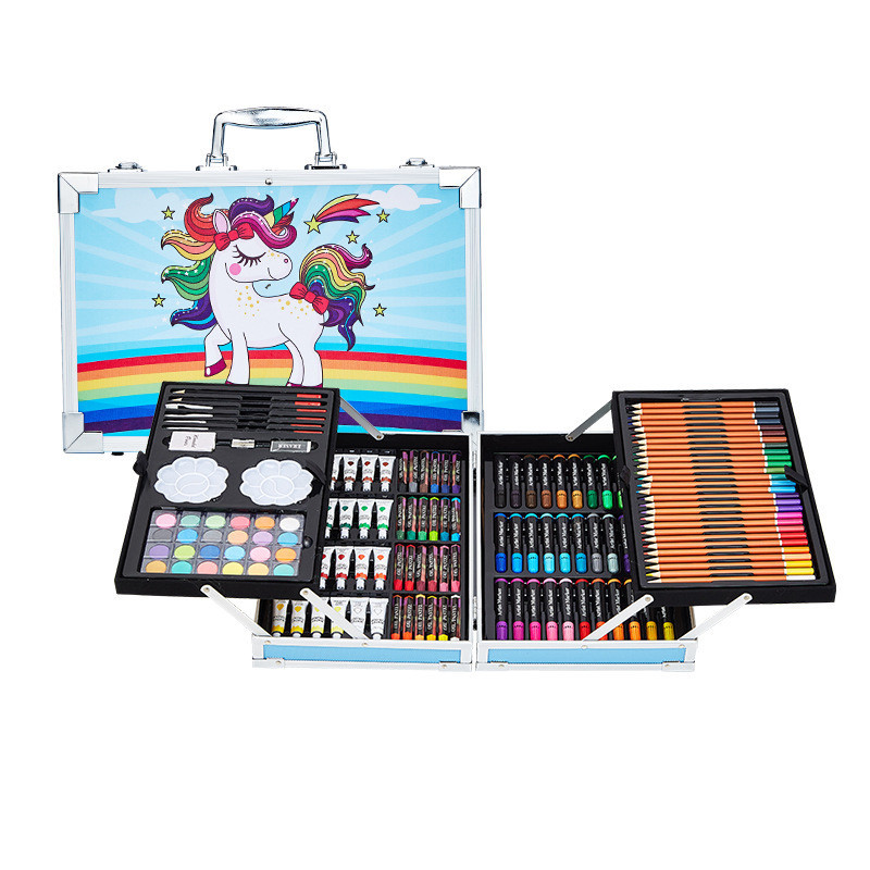 

Crayon Set 145pcs Koper Aluminium Besi Krayon Pensil Warna 145 Pcs Box Alat Lukis Anak Koper Set RB9