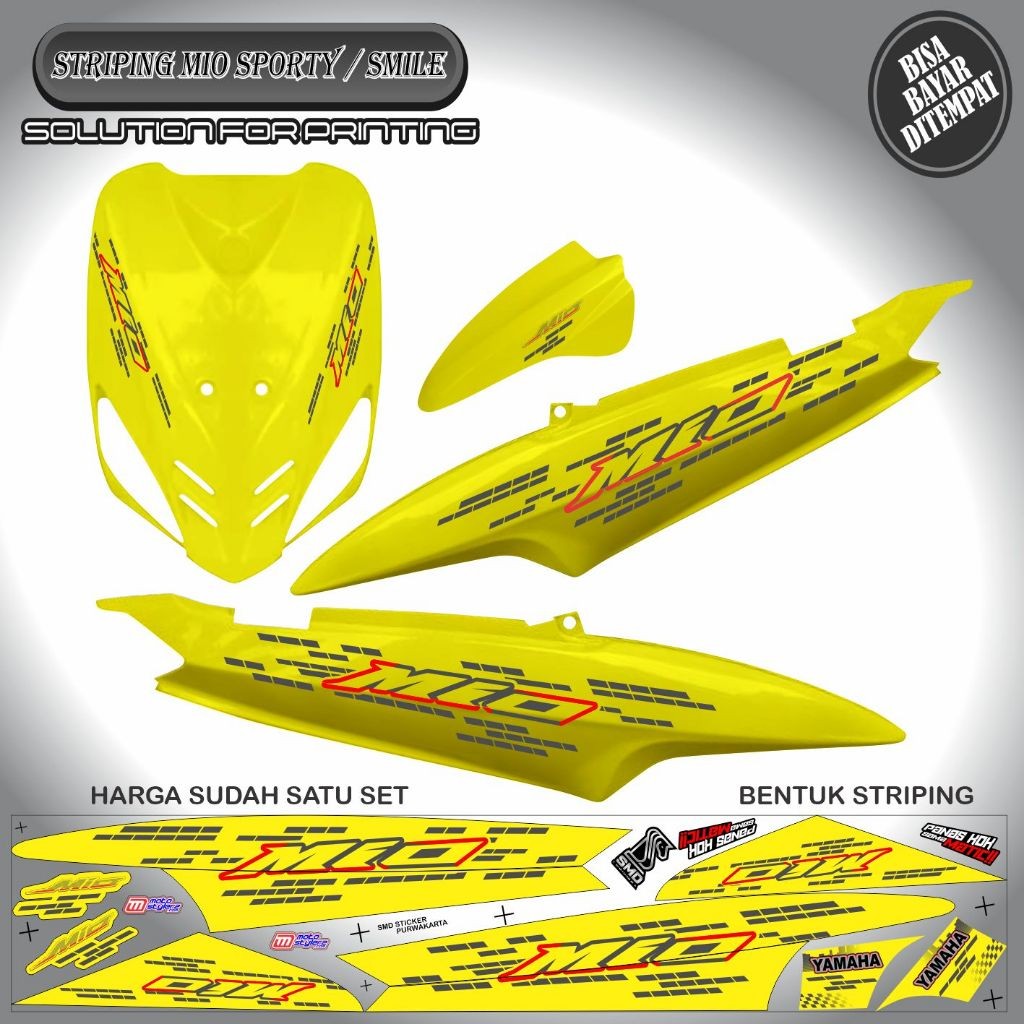 Striping Sticker Variasi 33 Garis Merah Yamaha Mio Smile / Mio Sporty