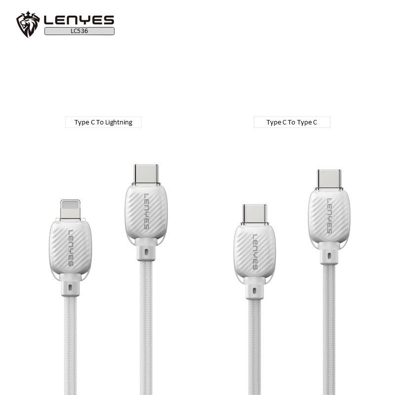 Kabel Data LENYES LC536 Fast Charging 27W Lightning 60W Type C Braided Data Cable Charger 1 Meter