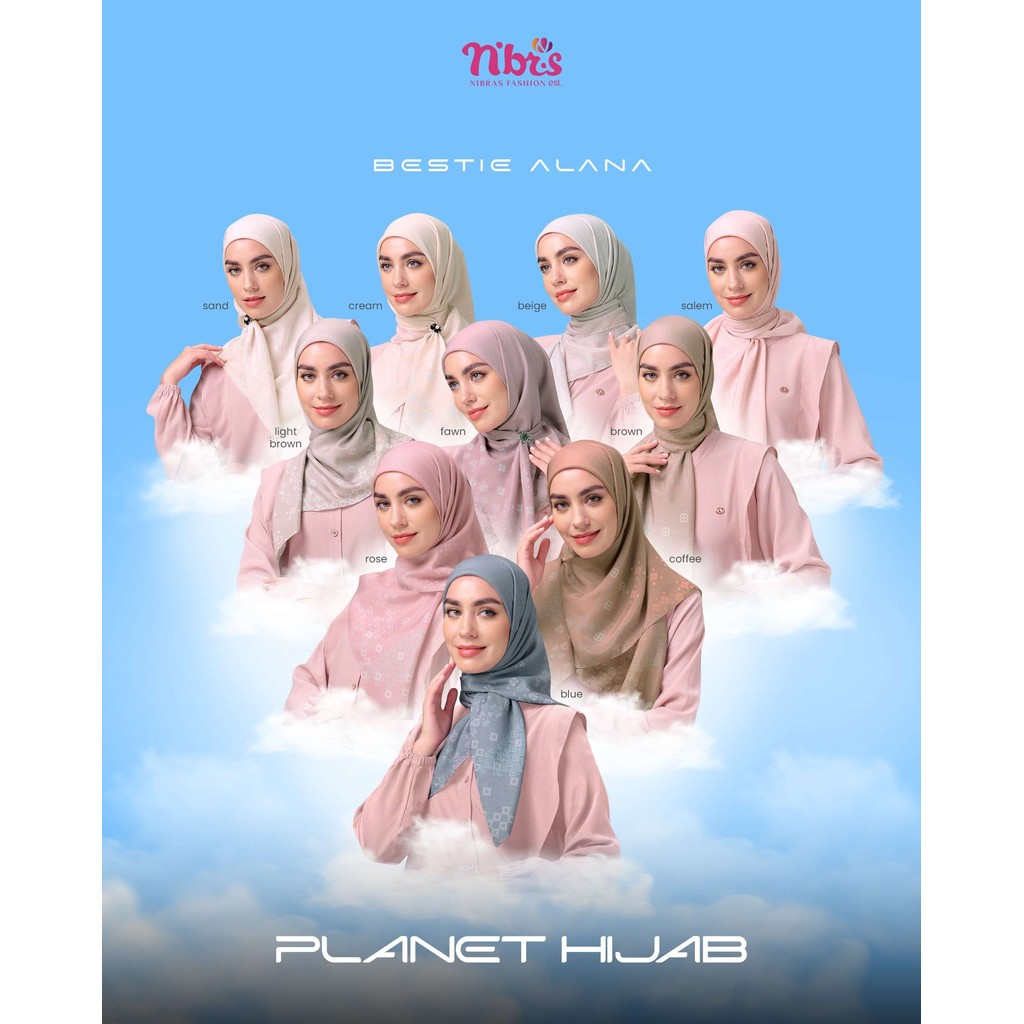 Nibras Hijab Segi Empat Motif Bestie Alana | Hijab Segi Empat Motif Premium