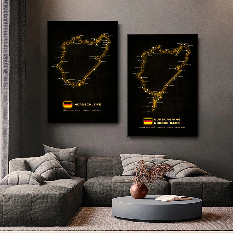 

Racing Circuits Nurburgring Complete Poster Art Canvas Paintings and Print Wall Art Picture for Living Room Home Decoration