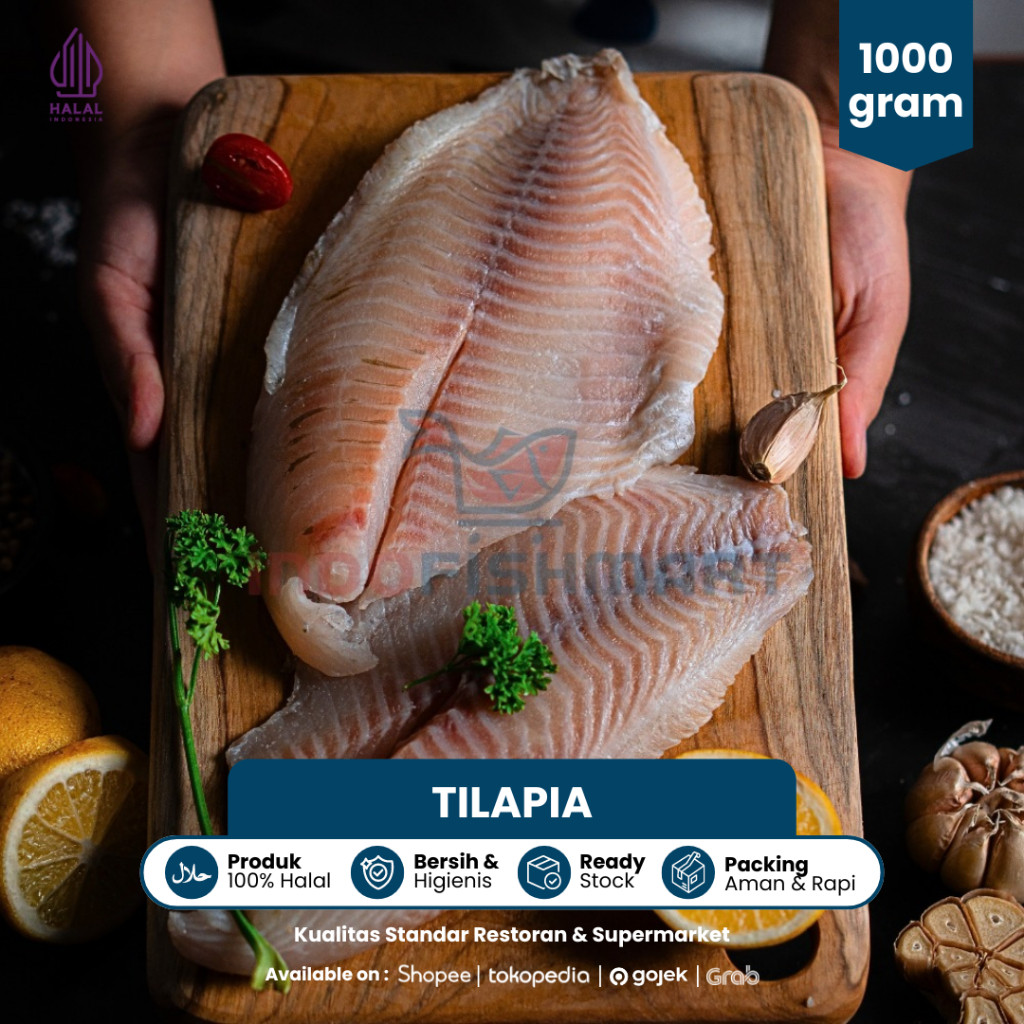 

kan Tilapia Fillet Utuh Premium Beku Frozen kemasan 500 gr