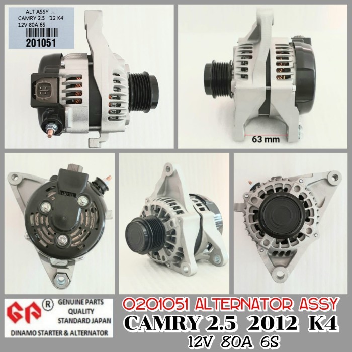 Dinamo Alternator GP TOYOTA Camry 2.5CC 2012 On soket Kaki4 12V 80A 6S