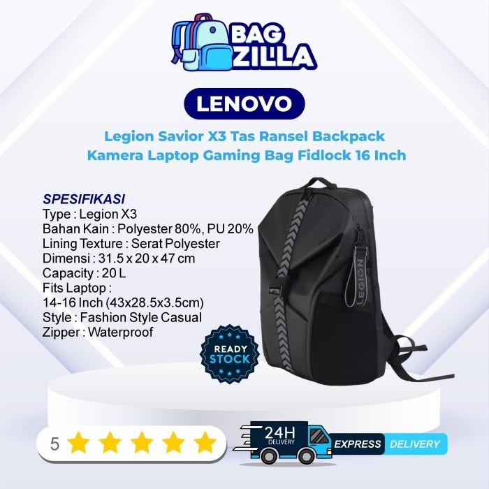 LENOVO Legion Savior X3 Tas Ransel Backpack Kamera Laptop Gaming Bag Fidlock 16 Inch
