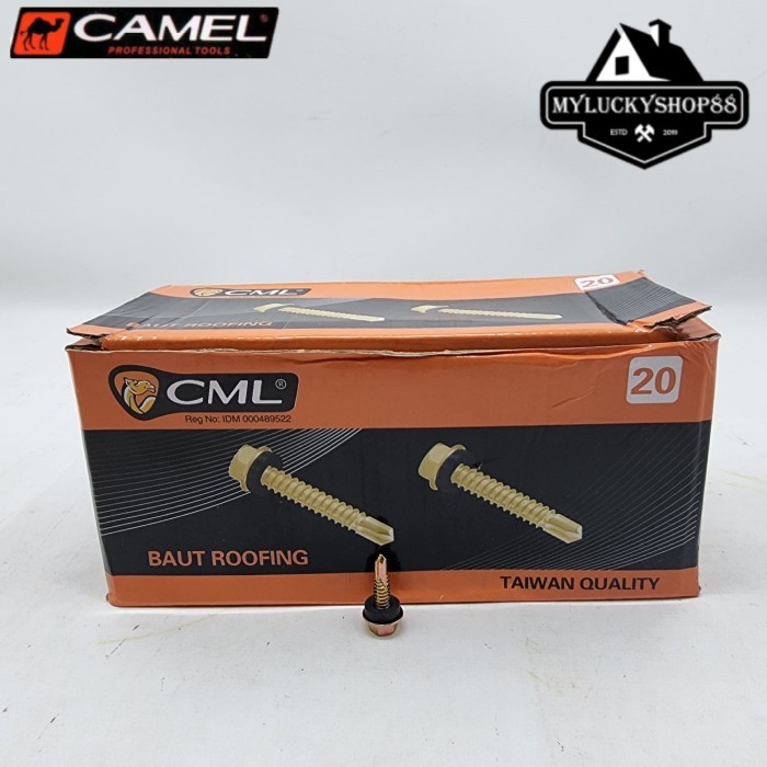 Camel Baut Roofing CML Skrup Mur Baja Ringan Per Kotak 12 x 20 25 30 40 45 50 60 70 100 mm 2cm 2.5cm