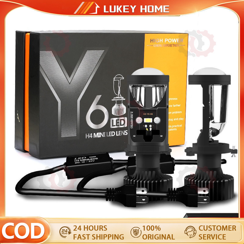 2Pcs Mini Projie H4 Mobil Led Mobil Motor Y6D Y13 H4 130W Super Terang Lampu Led Utama Kabut Headlam