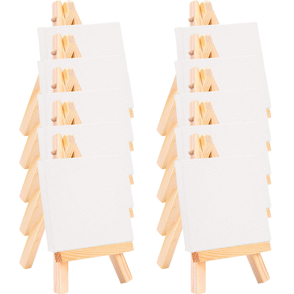 

18 Sets Wooden Easel Delicate Mini for Kids Decorative Canvas Small Tiny Painting Board