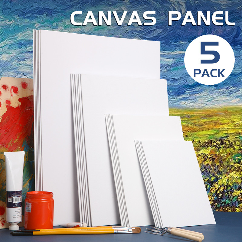

Canvas Panels for Painting 5pcs, 7x9/9x12/12x16/16x20in Blank White Boards for Acrylics,Oil,Gouache Tempera,for Hobbists,Adults