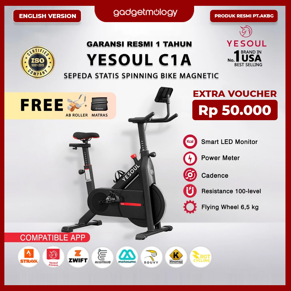 Yesoul C1A Sepeda Statis Spinning Bike Magnetic Fitness Gym Smart Zwift Original