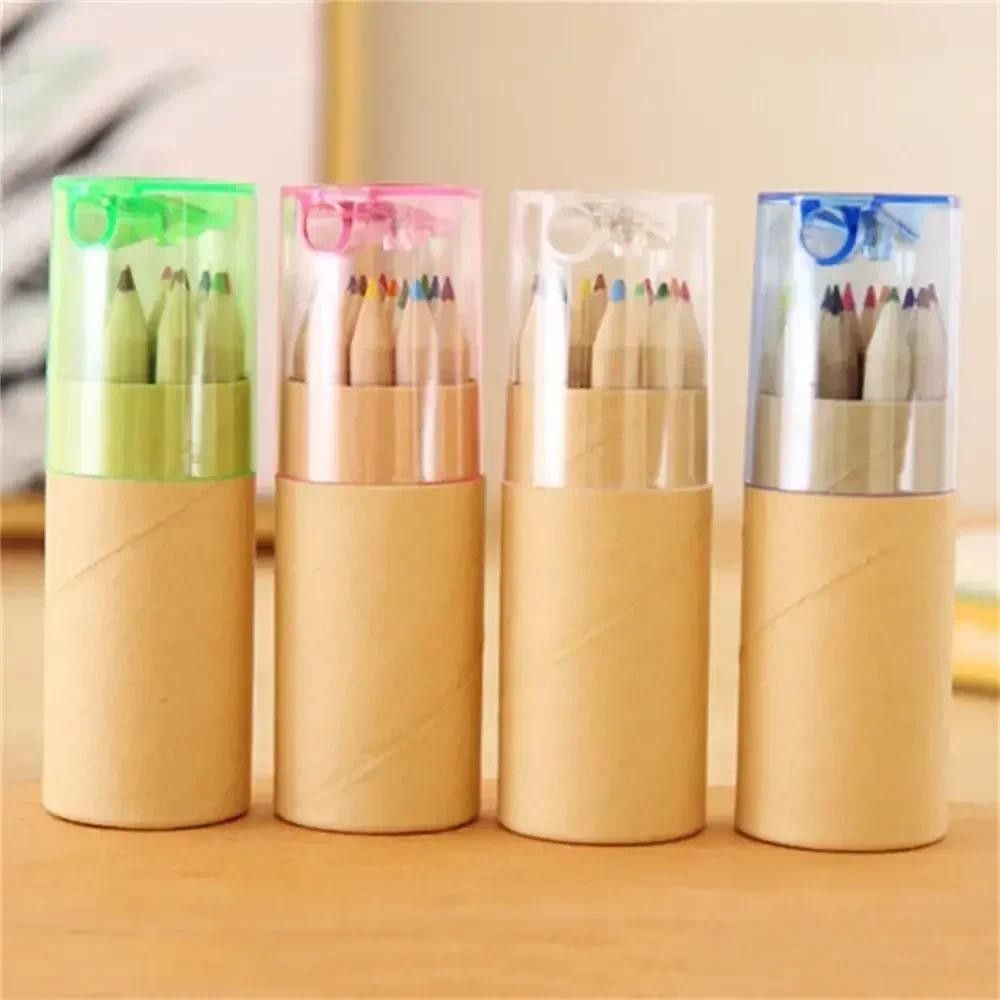 

Pensil warna laras 6/12 warna Kawaii pensil seni gambar anak krayon siswa menggambar sketsa perlengkapan alat tulis sekolah