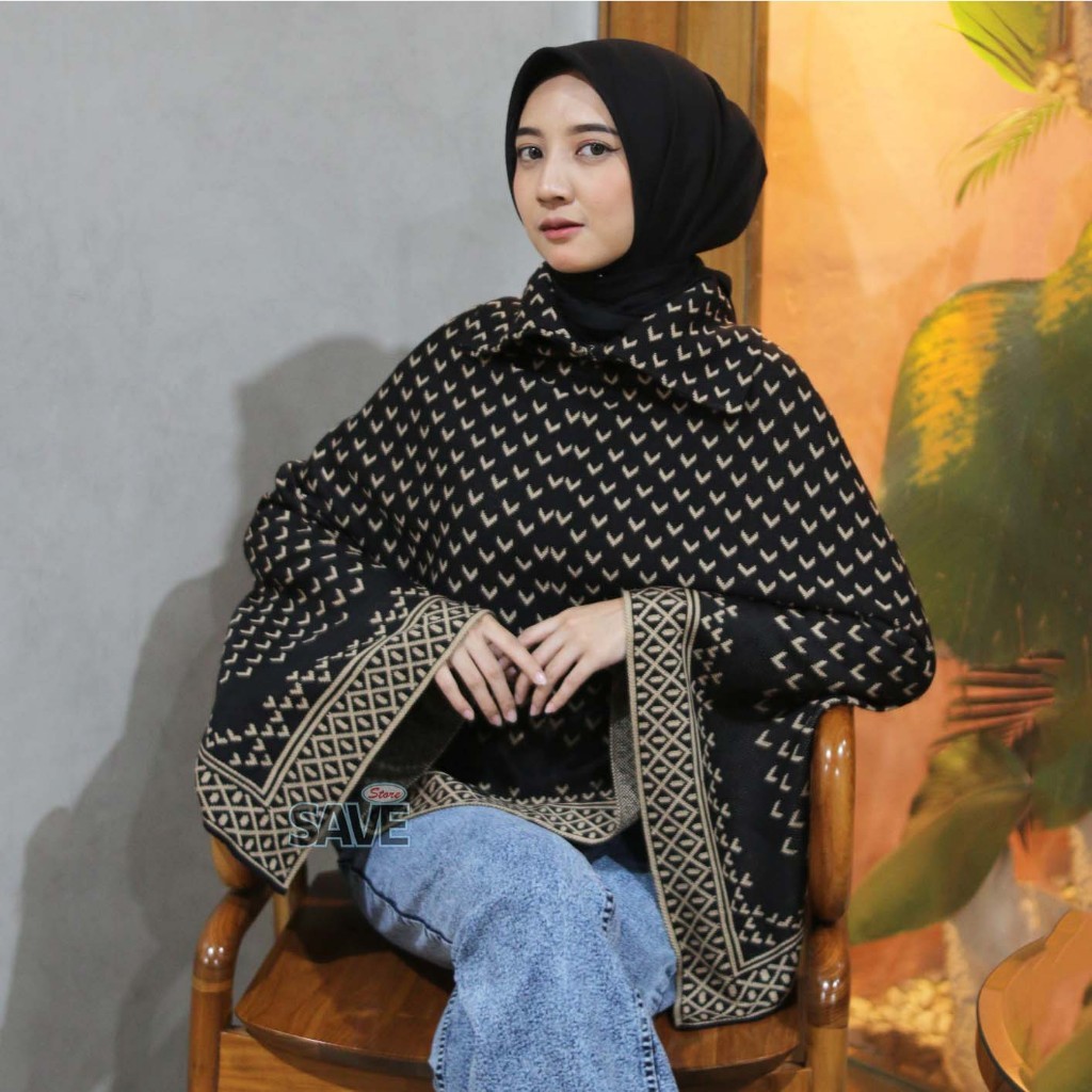 DHOLISHOP.ID Yuki Knit Poncho - Rajut Poncho Impor Atasan Wanita