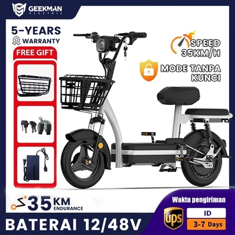 Geekman Sepeda Listrik Dewasa Sepeda Motor Listrik 48v 12ah Sepeda Listrik Dengan Peda