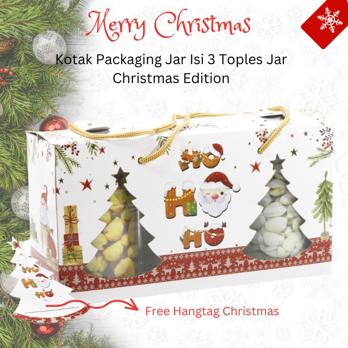 

dus hampers isi 3 toples jar, kotak toples berbahan karton tebal kuat untuk isi 3 jar kue kering natal lebaran imlek, bisa untuk hadiah keluarga