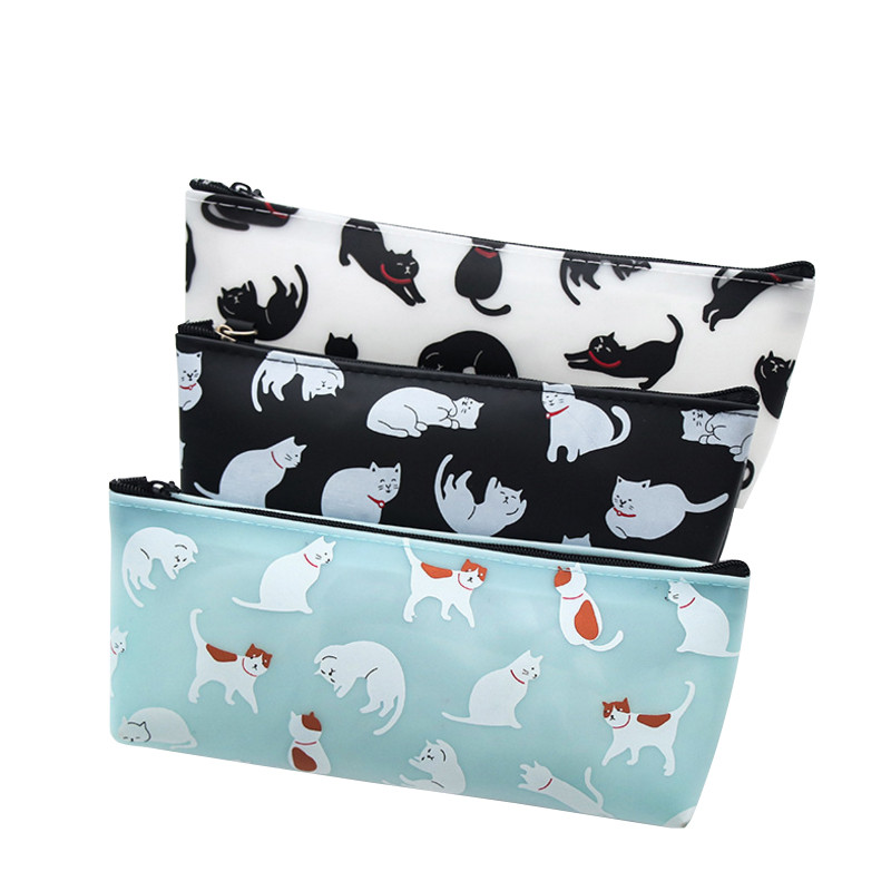 

1Pcs/lot Kawaii Cat Silicone Pencils Case School Supplies Stationery Zip Bag School Office Supplies
