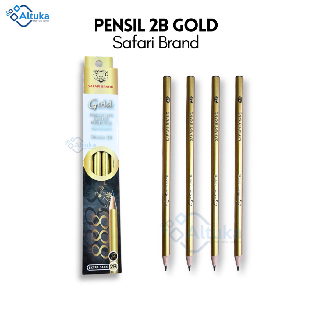

(12 pcs) Pensil 2B Gold Safari Brand / Pensil Raut / Executive Gold Pencil Series 888