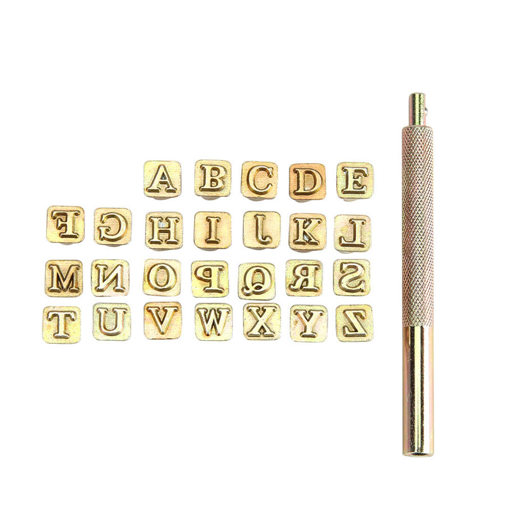 

26pcs Carbon Steel Stamps 6mm Alphabet Stamps Reusable Capital Letter Stamping Kit for Stamping Metal Leather Wood