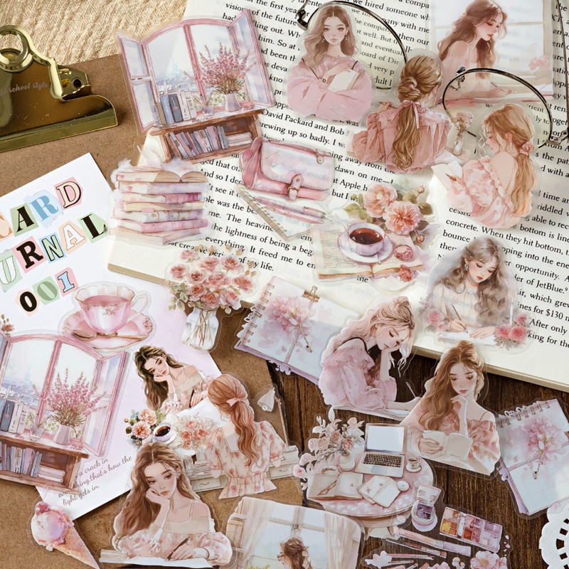 

Mr. Paper 6 Style 40Pcs/pack Handbook Women's Illustrated Series PET Stickers for DIY Phone Case Envelope Material Decoration