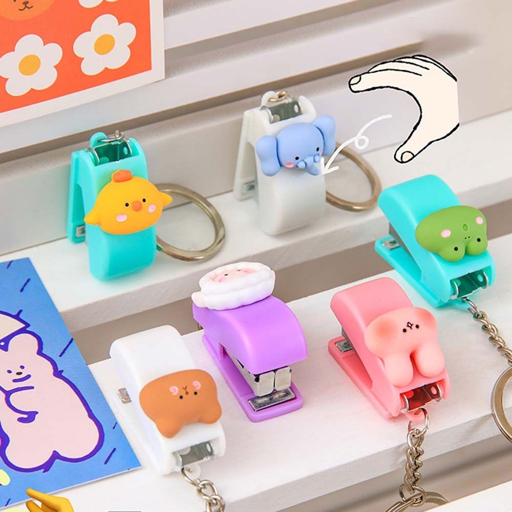 

Cute Metal Mini Student Supplies Cartoon Size 10 Staples Mini Stapler Stapler Key Chain Stapler Binding Tools